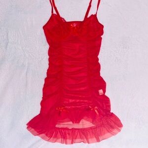 Mesh Red Slip Lingerie
